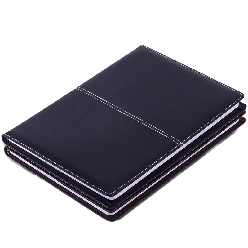 得力(deli)16K 112张 大号磨砂商务皮面本会议记事本笔记本子 3323