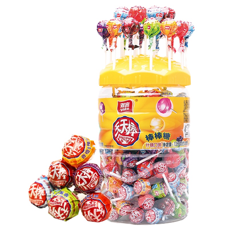 雅客天天棒棒糖水果味零食糖果礼盒装桶装糖儿童礼物840g约80支