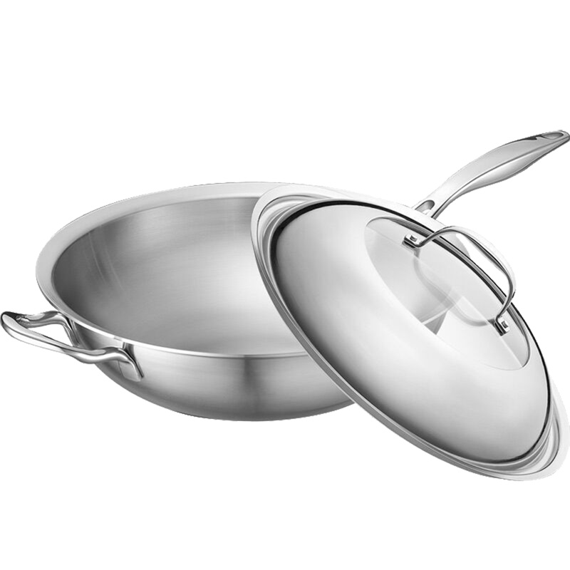 爱仕达炒锅304不锈钢无涂层健康炒菜锅32cm耐用炒锅电磁炉通用CC32A1WG