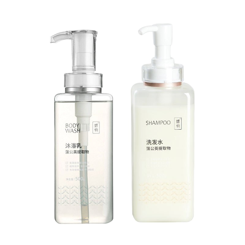 WQZY妍物蒲公英沐浴露500g+蒲公英洗发水500g
