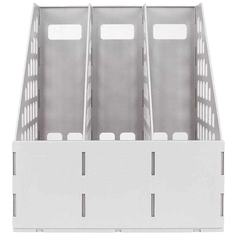 得力78990三联文件框(黑)办公用品 文件框 多层加厚文件夹 多联文件座 简易桌上资料筐 文件收纳置物 书架