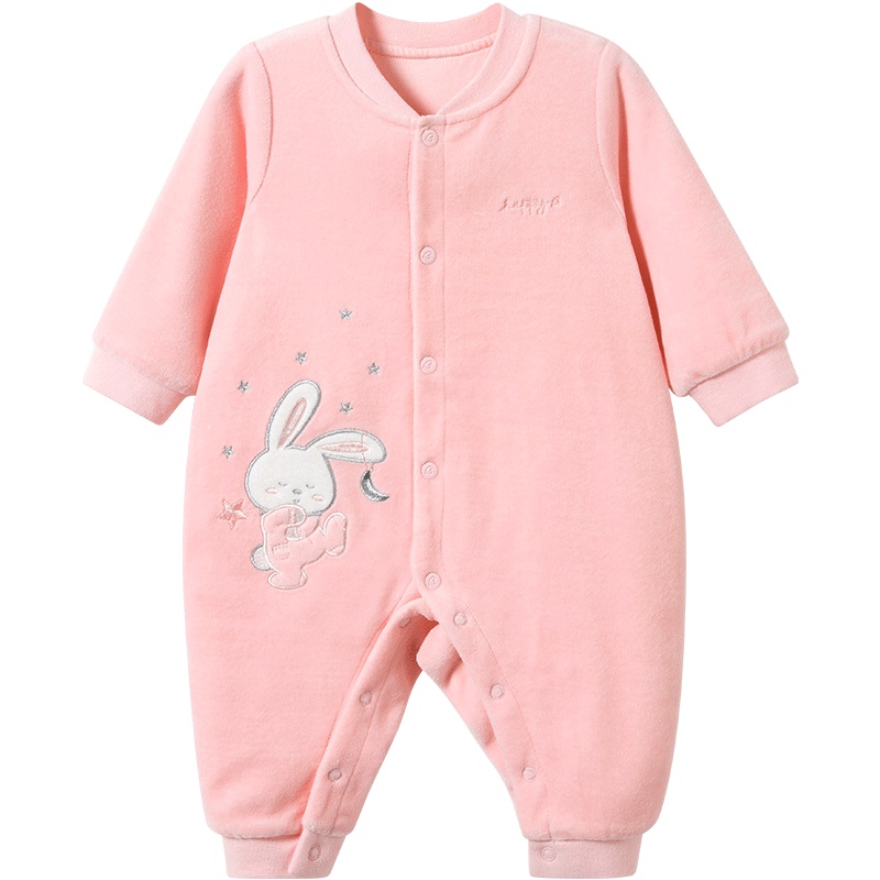 哈贝比（happyB）女宝宝连体衣秋季哈衣春秋6-12个月前开秋装外出服婴儿衣服