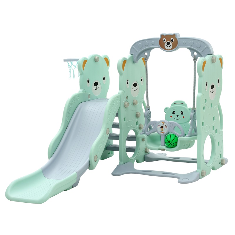 林点儿童多功能滑梯秋千 家用三合一幼儿宝宝玩具 组合游乐园设施 樱花粉