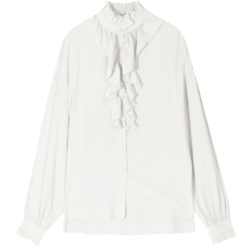 妖精的口袋设计感小众衬衫2020春季新款女白色长袖复古公主风上衣