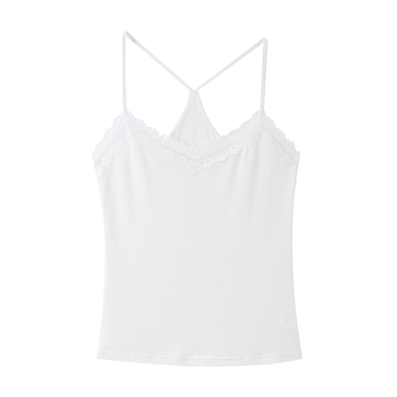 都市丽人性感花朵蕾丝细肩带百搭美背家居服睡衣女式吊带打底背心女2V9505
