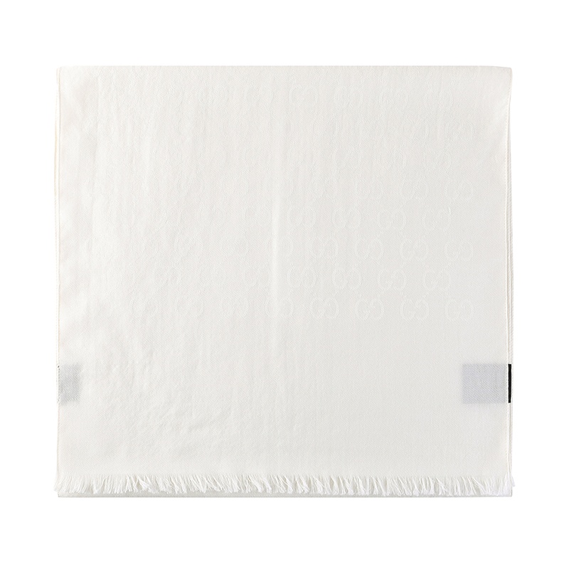 GUCCI 古驰 Gucci围巾 女士双G印花羊毛围巾 白色 165904 3G646 9000