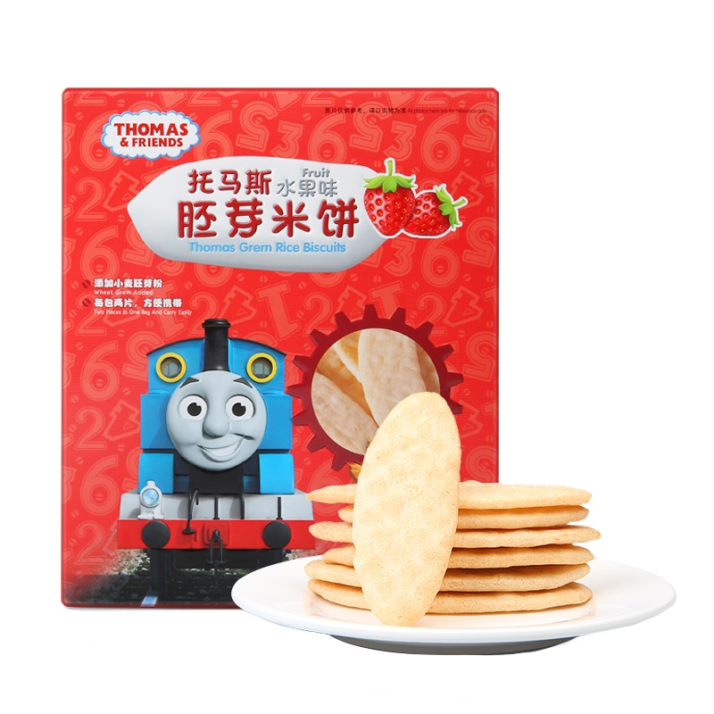 小火车THOMAS托马斯 儿童零食宝宝磨牙棒饼干 小麦胚芽米饼 (水果味)60g