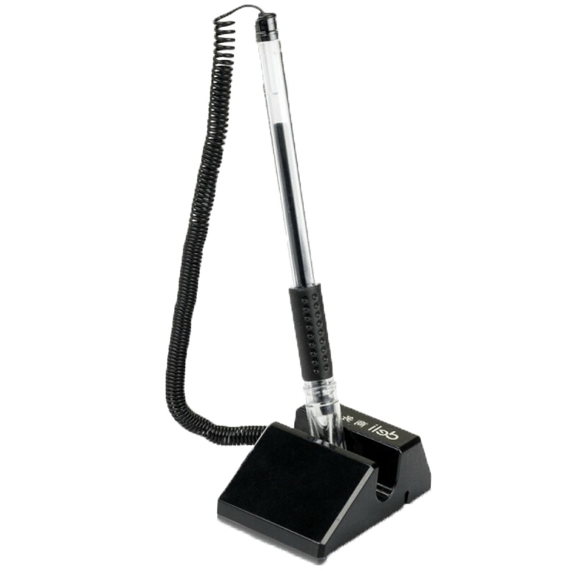 [精选]得力(deli) 台笔固定桌笔中性笔带线粘贴桌子签字笔桌面写字笔 6791(10只起订)