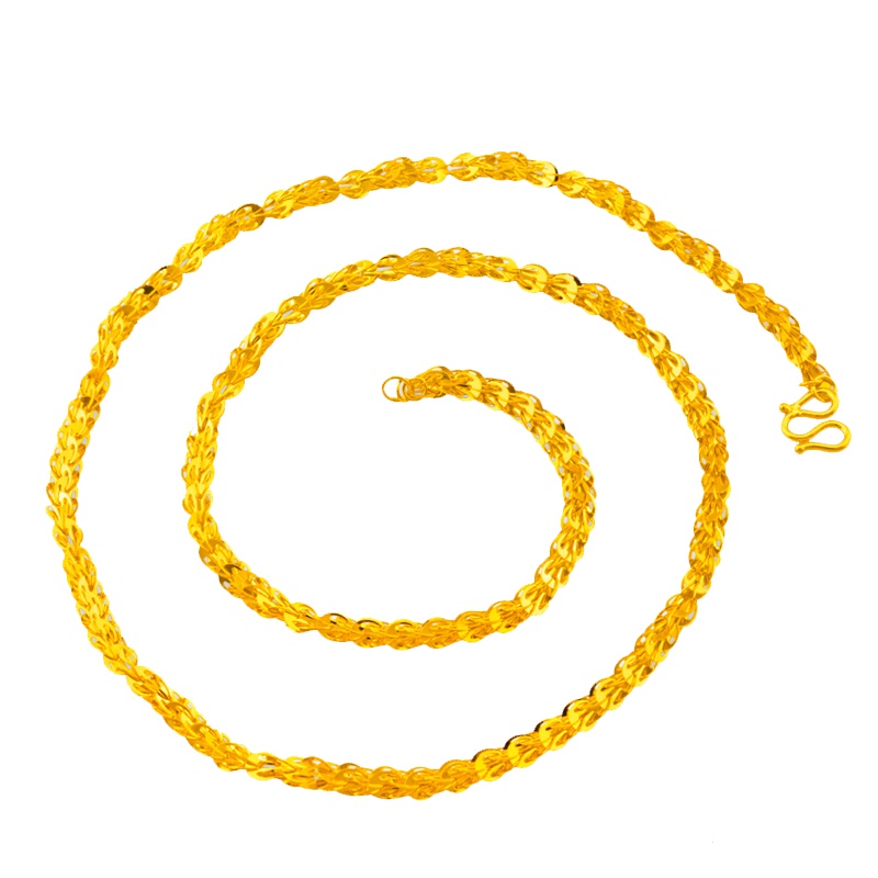 手拉手珠宝 黄金项链999足金凤尾项链女款锁骨链时尚女士