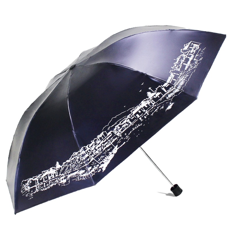 天堂伞雨伞双人加大折叠三折经典简约防晒防紫外线太阳伞遮阳伞