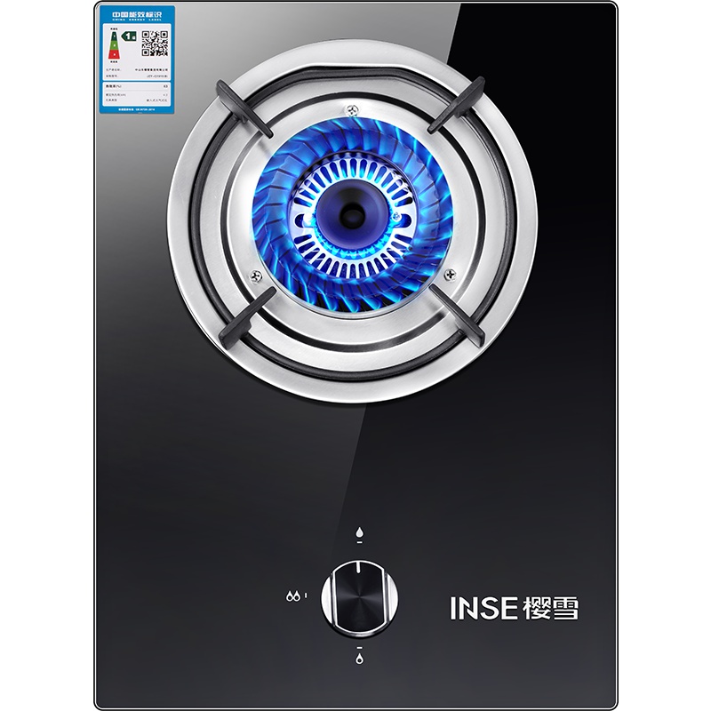 樱雪(INSE)4.5KW猛火防爆黑晶钢化玻璃大面板燃气灶单眼灶台式嵌入式煤气灶家用Q1910(B)天然气