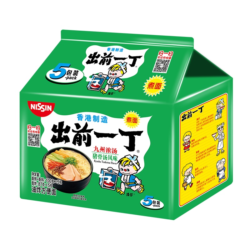 中国香港出前一丁方便面 九州浓汤猪骨汤味五连包500g 方便速食泡面拉面办公室 熬夜