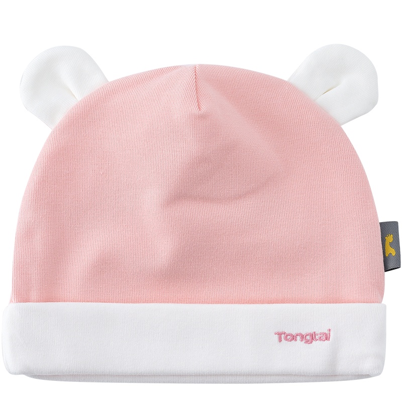 童泰(TONGTAI)2020新款四季男婴儿女宝宝配饰用品纯棉双层翻遍帽子防风帽套头帽儿童帽子