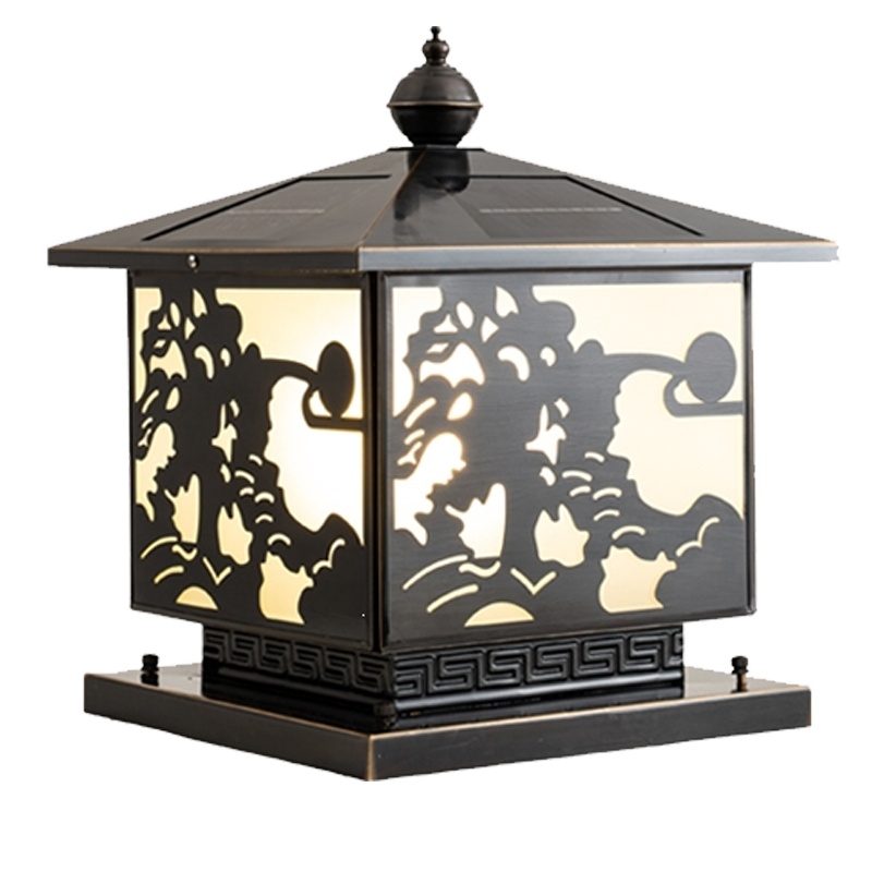 太阳能户外灯符象 铜别墅家用围墙柱头灯室外 大门柱子花园庭院灯