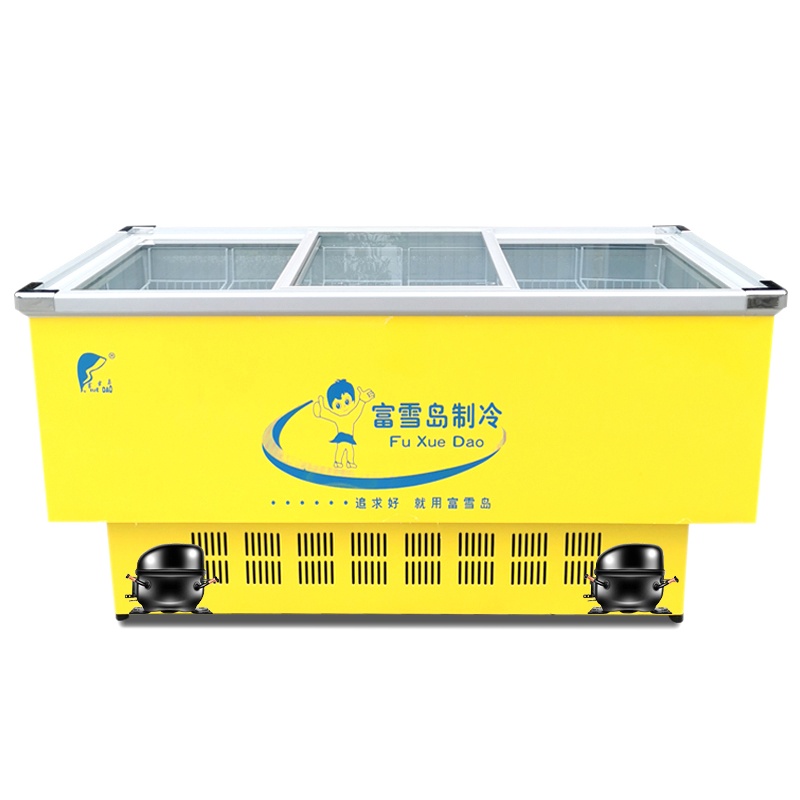 富雪岛SC/SD-788 788升卧式岛柜冰柜商用大容量大型超市透明玻璃展示柜海鲜大冷柜双压缩机
