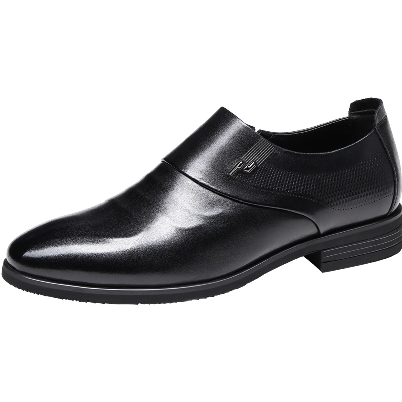 老人头皮鞋男士头层牛皮商务正装鞋擦色鞋头压花套脚男鞋