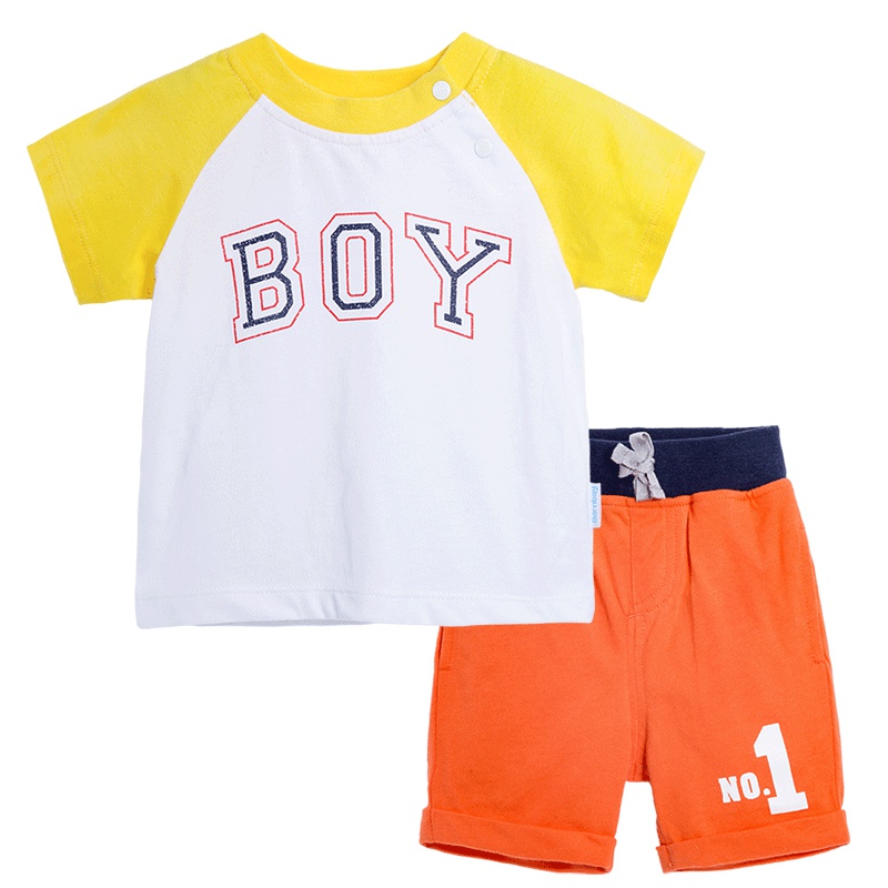 贝贝怡童装婴儿衣服男童短袖套装夏季宝宝纯棉短T短裤172T044
