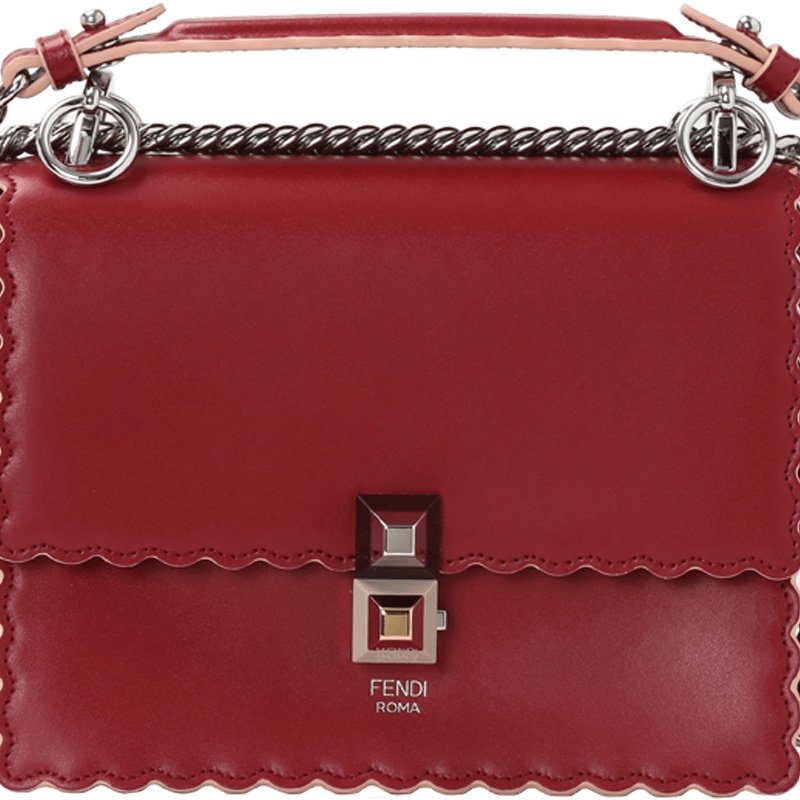 FENDI/芬迪 女包KAN I 双色铆钉扇形边小号手拎斜挎包 8M0381