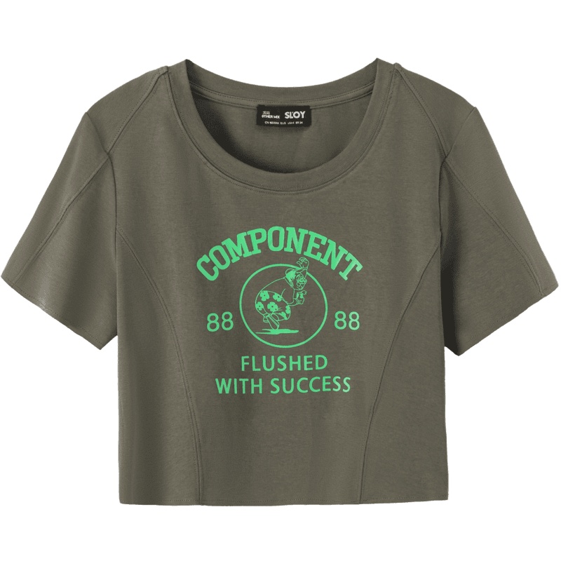 OtherMix字母印花T恤2021年夏季新款韩版百搭时尚圆领短款女上衣