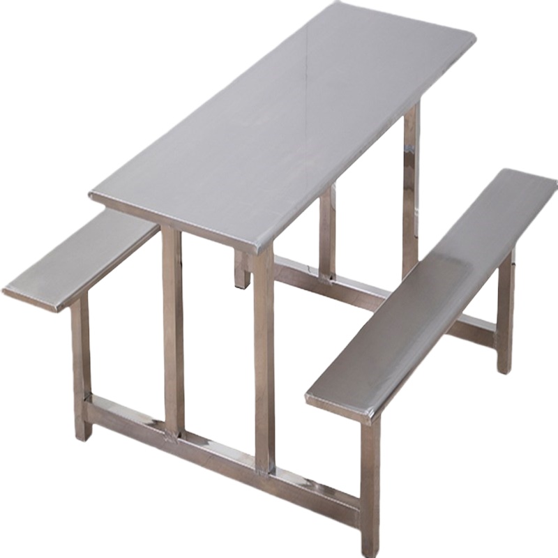 鑫办公 学生食堂餐桌椅员工公司食堂餐桌椅不锈钢餐桌椅组合 4人6人8人连体快餐组合不锈钢餐桌