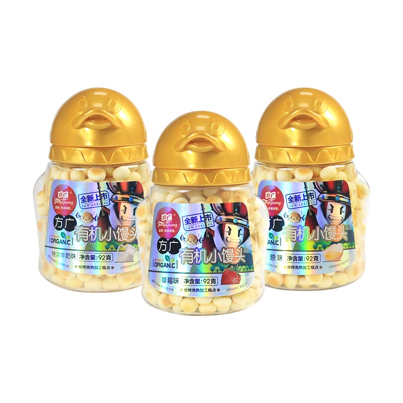 方广 宝宝零食饼干有机小馒头组合装92g*3盒 (原味+牛奶味+草莓)