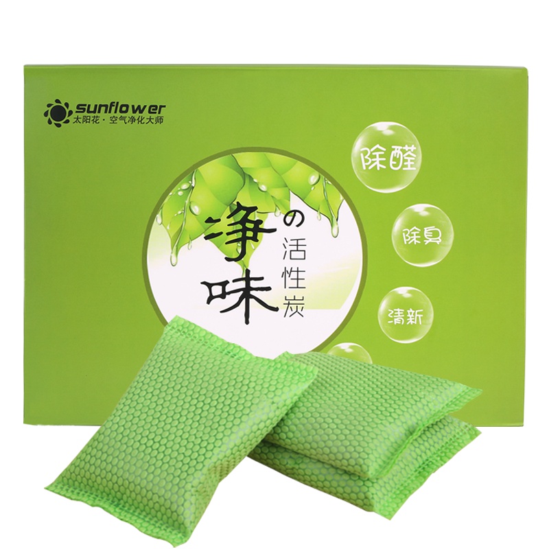 [送2个检测盒]太阳花 2000g改良型活性炭新房装修除甲醛活性炭汽车新居除味去甲醛清除剂净化除味竹炭包家用