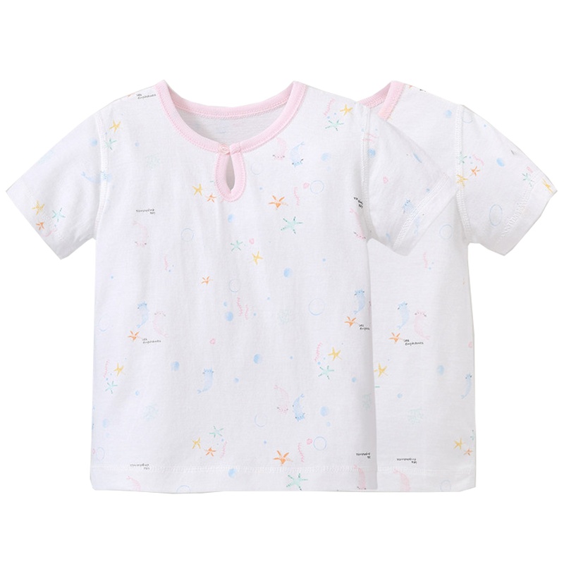 丽婴房婴儿衣服女宝宝纯棉内衣上衣两件装女童薄秋衣2020夏季新款