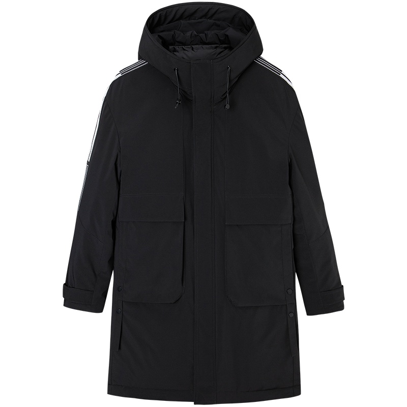 才子男装中长款连帽拼接羽绒服冬季新款青年商务休闲加厚保暖外套