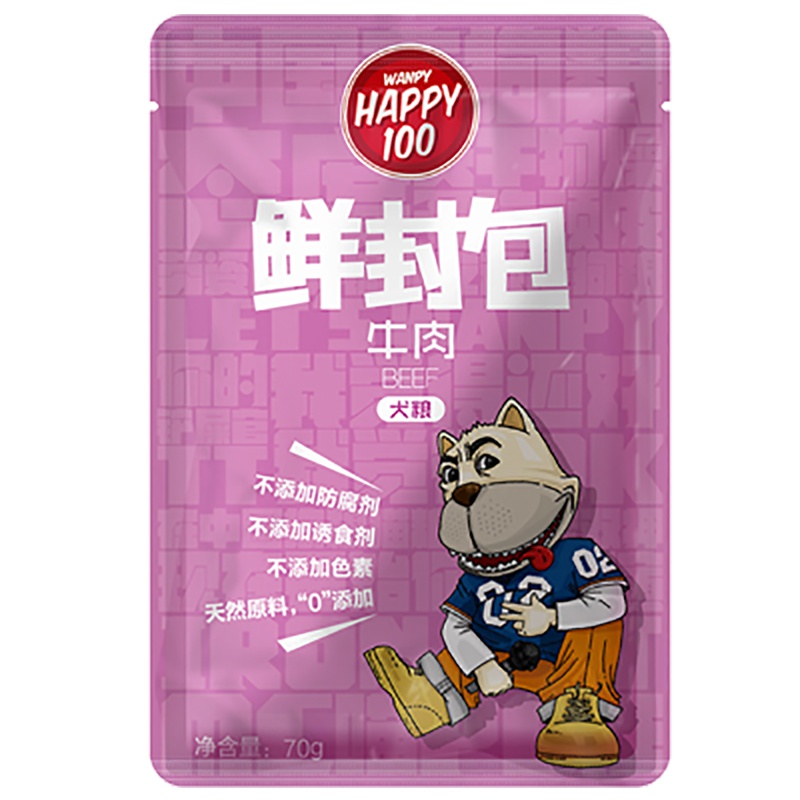 Wanpy顽皮鲜封包犬用牛肉鲜封包70g狗湿粮犬用零食拌饭