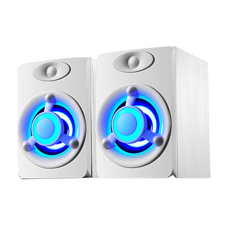 赛达V-118电脑音响台式家用笔记本低音炮3d环绕2.0声道迷你有源音箱木质箱体立体声手机通用 有线版 白色