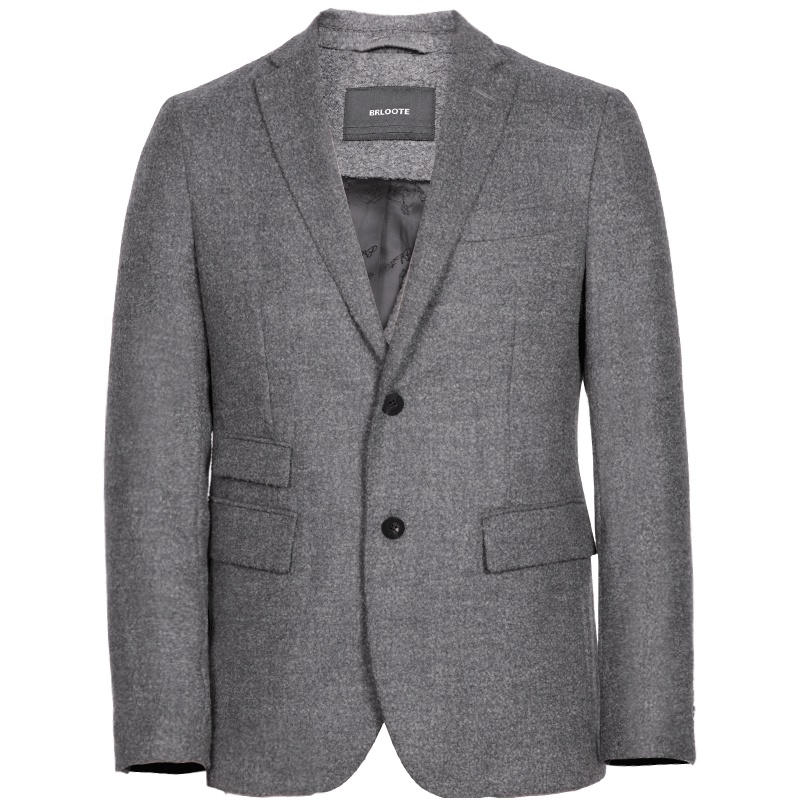 Brloote/巴鲁特男士羊毛修身休闲西服西装单西便西外套 秋冬装 灰色