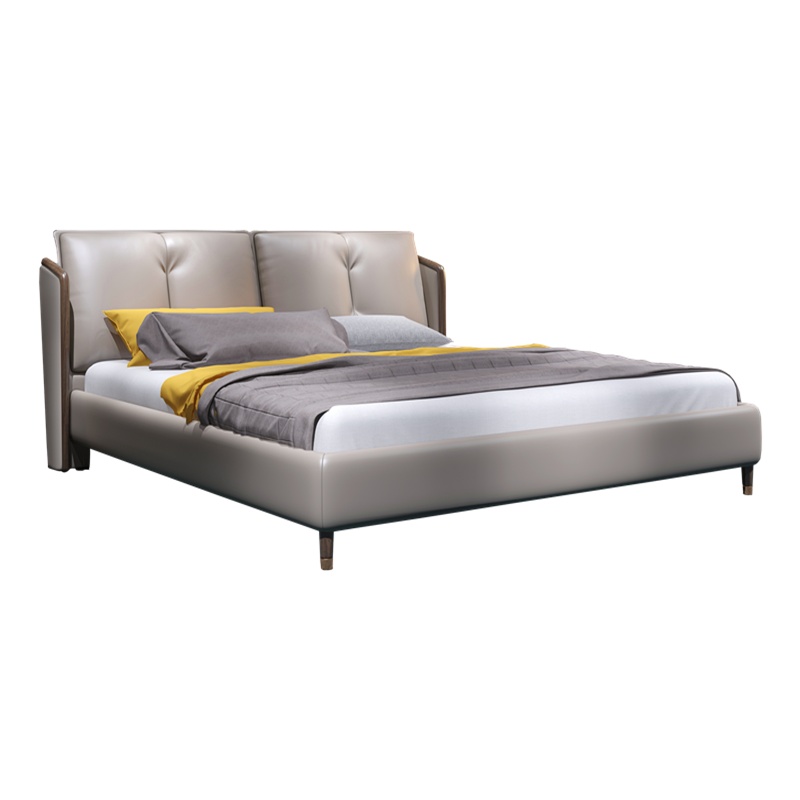 掌上明珠 真皮床现代简约皮床头层牛皮1.8米北欧实木主卧双人婚床卧室家具RC-672