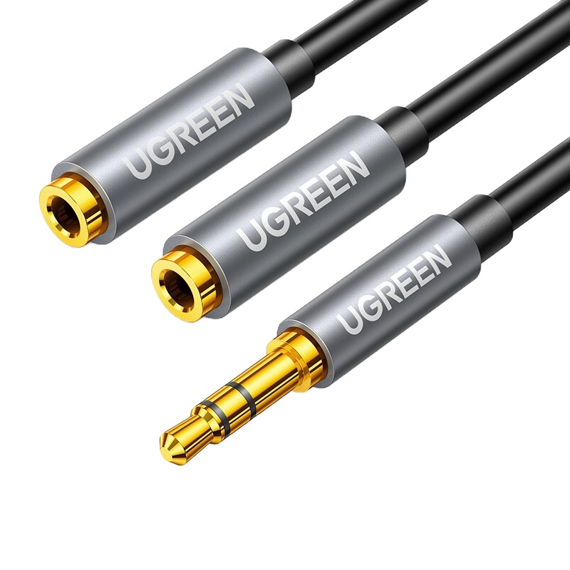 绿联(Ugreen)3.5mm一分二音频线 1分2公对母情侣耳机线 AUX分线器连接线延长器黑 10532