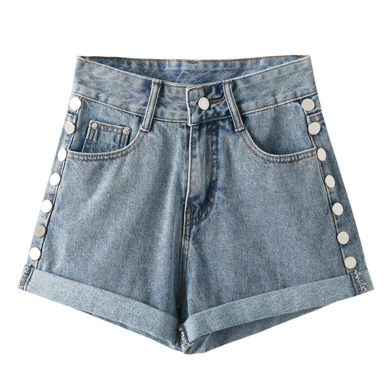 天淳尔 两侧单排金属纽扣阔腿短裤KJMM-897