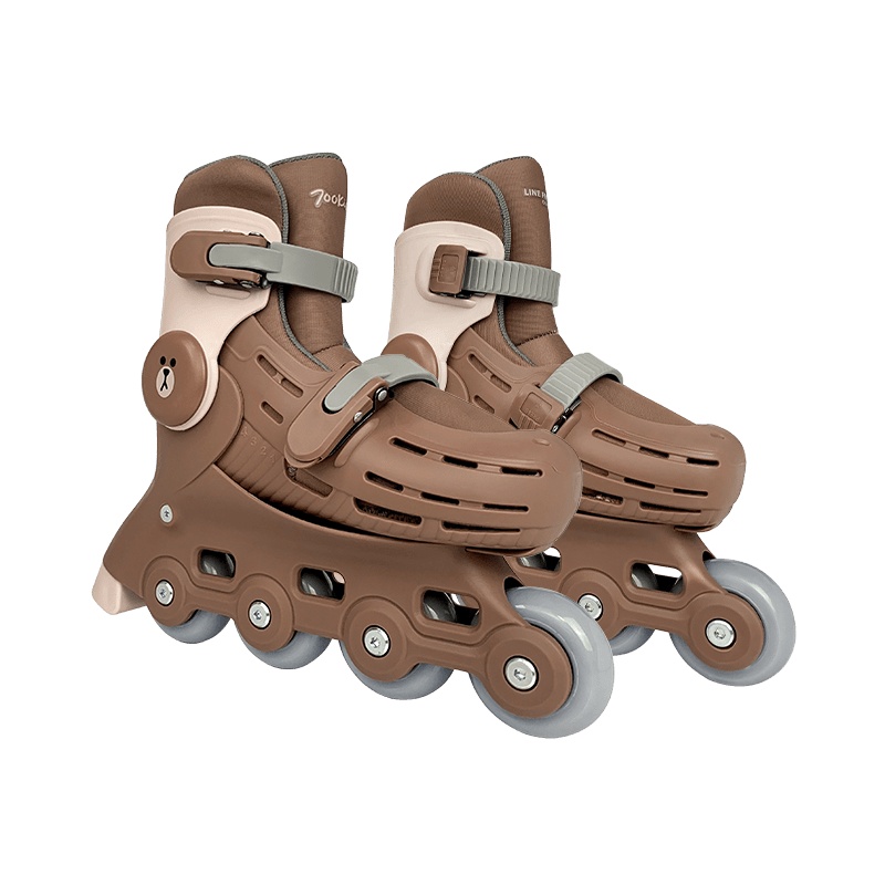 小米生态链 柒小佰 LINE FRIENDS布朗熊 莎莉联名限定款 儿童轮滑鞋码可调大小3-5-7岁初学者小孩溜冰轮滑鞋