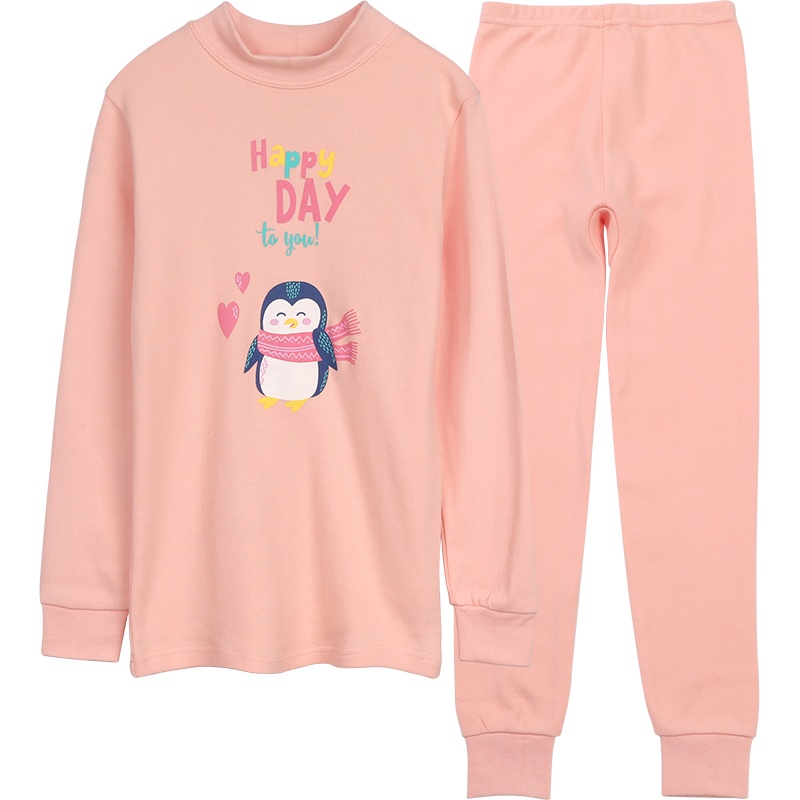 红豆儿童纯棉内衣套装儿童中大童中领内衣套装秋冬卡通印花秋衣秋裤小孩棉毛衫