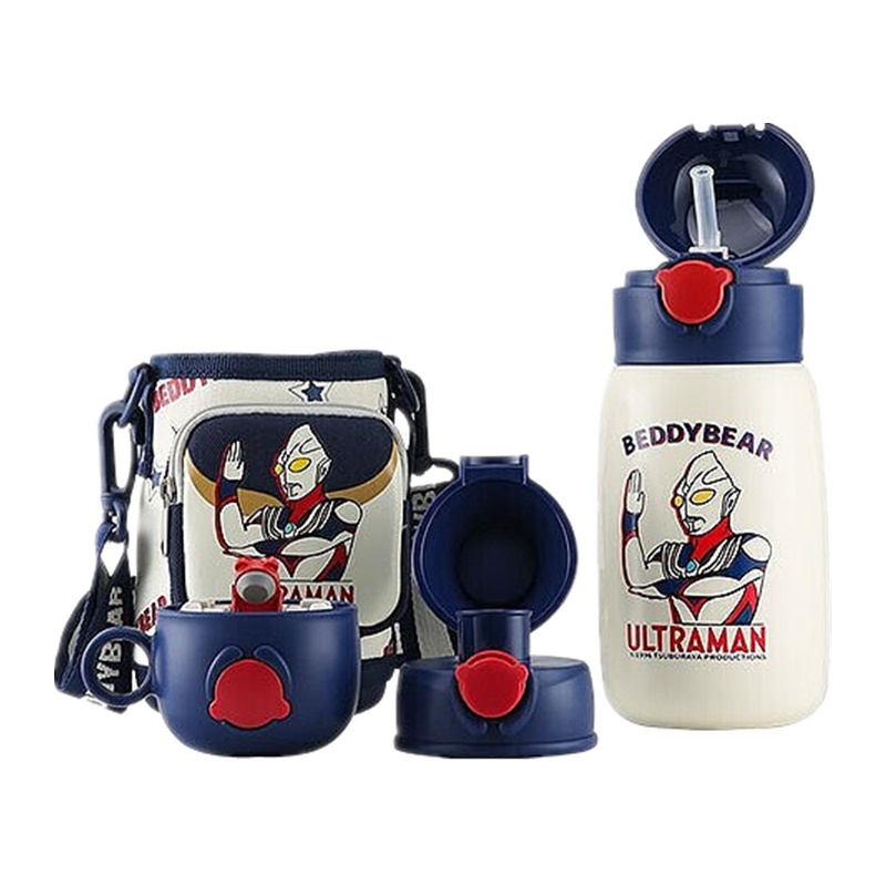 (免费刻字)奥特曼杯具熊三盖儿童保温杯带吸管儿童水杯316不锈钢内胆530mlBEDDYBEAR套熊抱系列