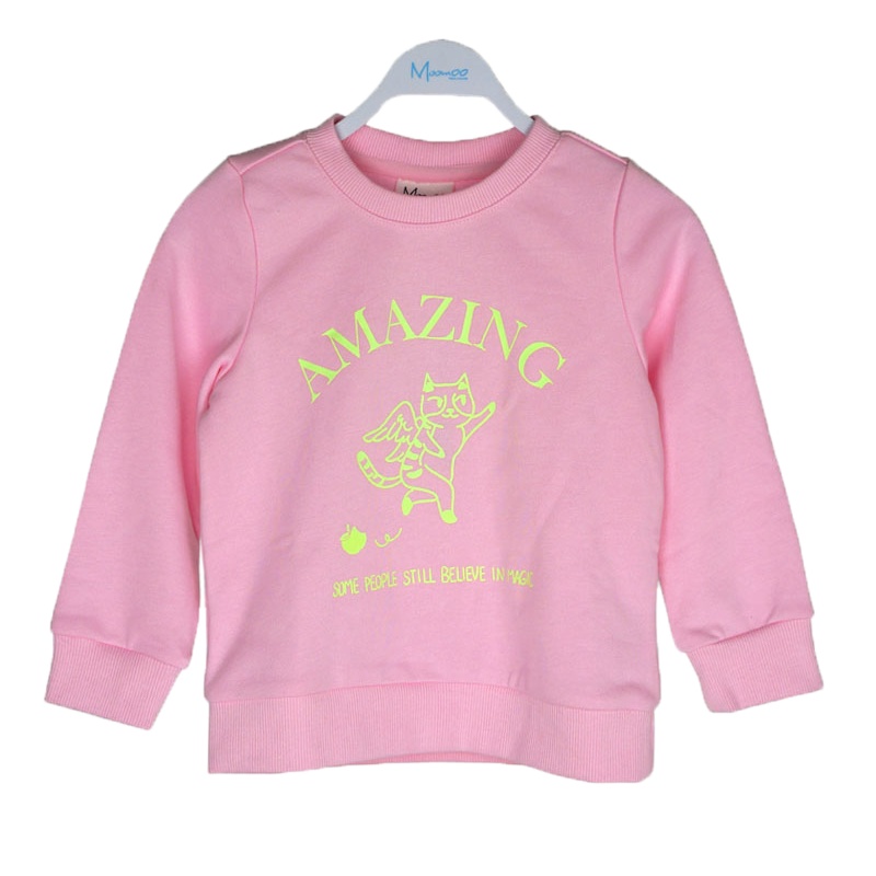 moomoo童装790632女童2020春装新款卫衣休闲基本款女中童春秋装圆领卫衣