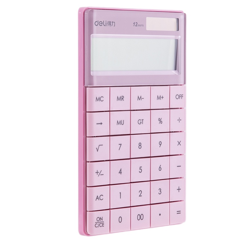 得力(deli) 计算器大按键多功能办公商务型多彩便携计算器太阳能 1589粉色