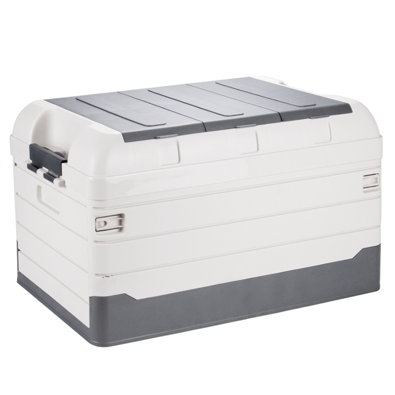 悦卡汽车后备箱收纳箱 车载多功能车内尾箱整理箱置物用品 Line条纹系列折叠储物箱 白银大号-70L