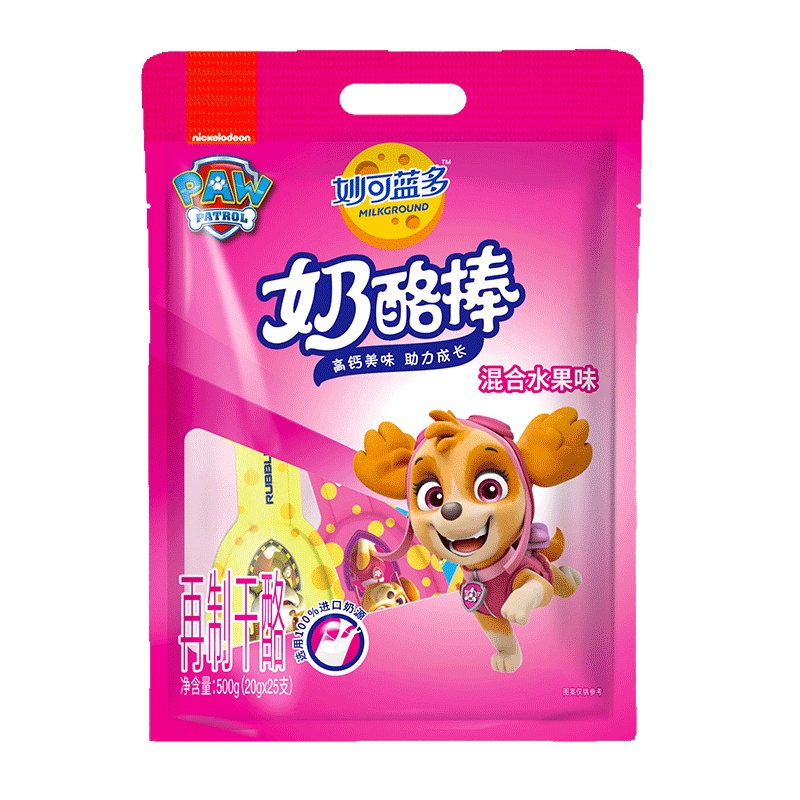 妙可蓝多（MILKGROUND）奶酪棒再制干酪500g 混合水果味*2+原味*1