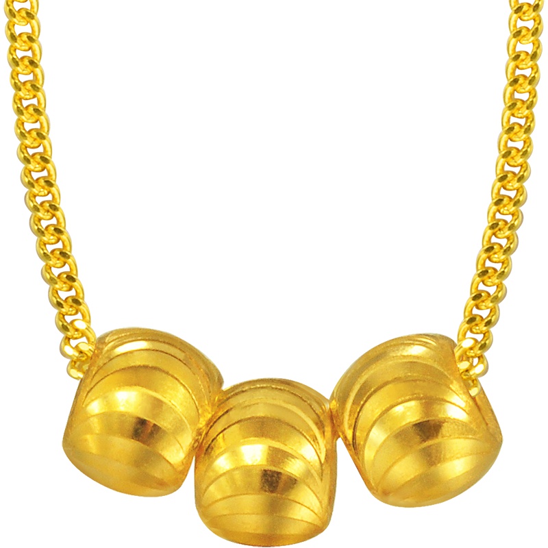 周生生(CHOW SANG SANG)金项链足金三连珠项链套链女士款 31589N计价