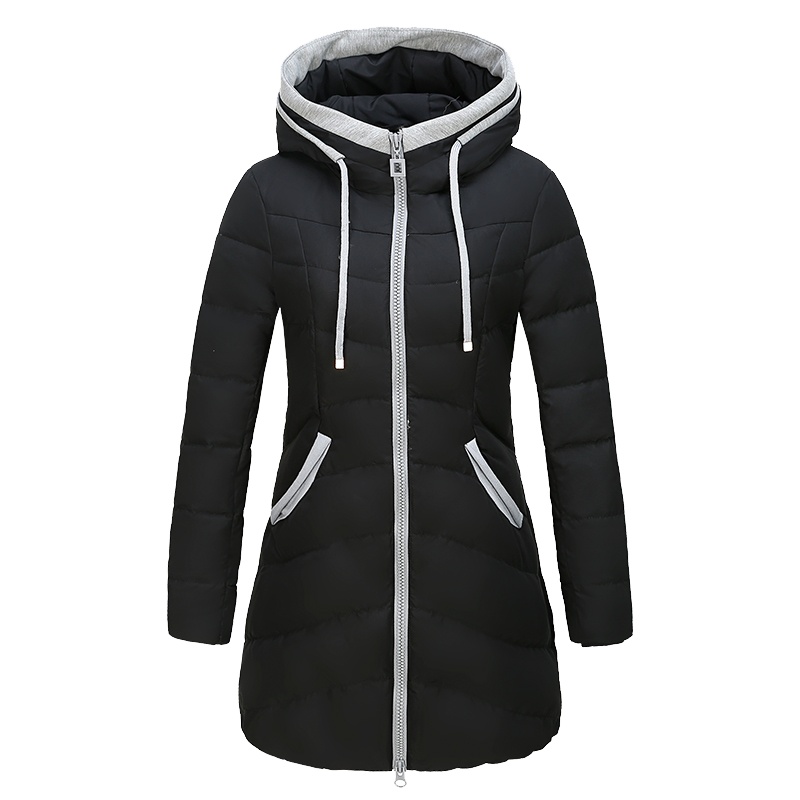 千仞岗秋冬新品中长款女装羽绒服 修身显瘦连帽收腰学生外套