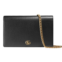 [海外直邮]GUCCI 古驰女包Marmont系列黑色迷你链条单肩斜挎包497985 CAO0G 1000