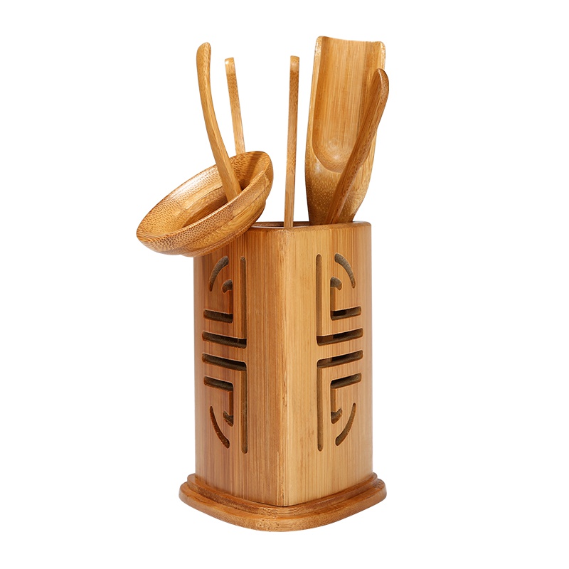 常生源 茶道 竹木实木六君子茶针茶铲茶夹双福茶道