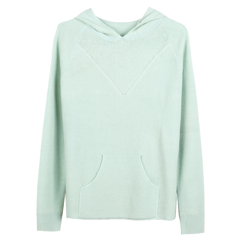 yaloo/雅鹿女装针织羊毛衫打底内搭连帽毛衣新款修身羊毛衫外套x