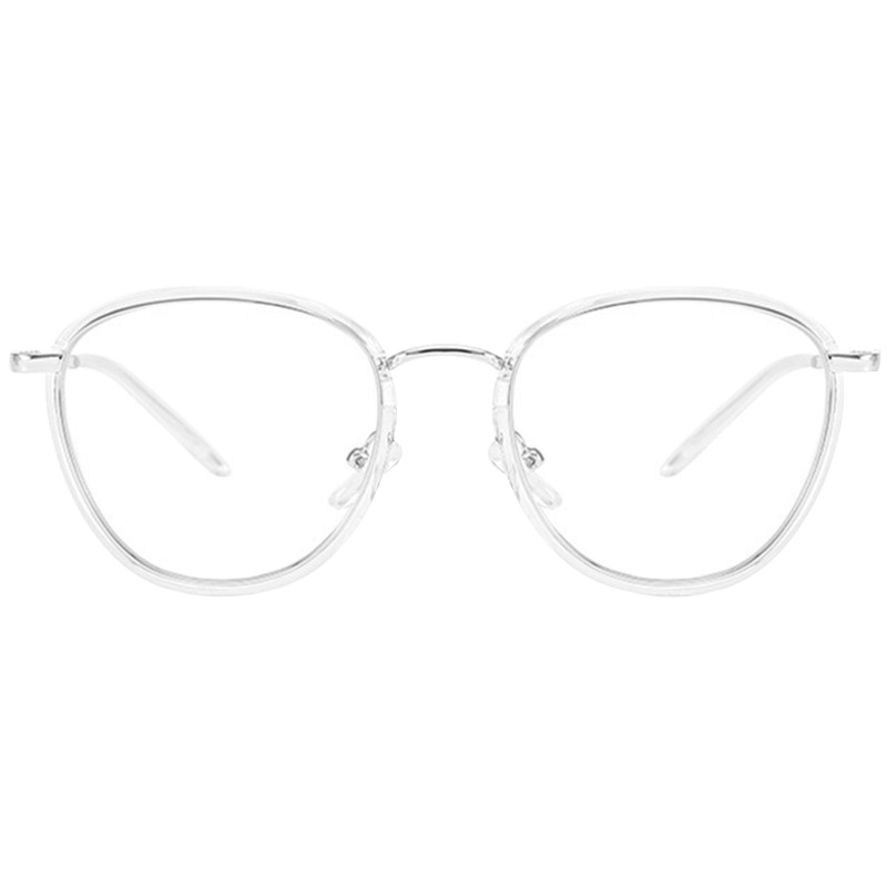 好奇复古透明素颜女眼镜框韩版小清新椭圆平光镜学生防蓝光近视眼镜架