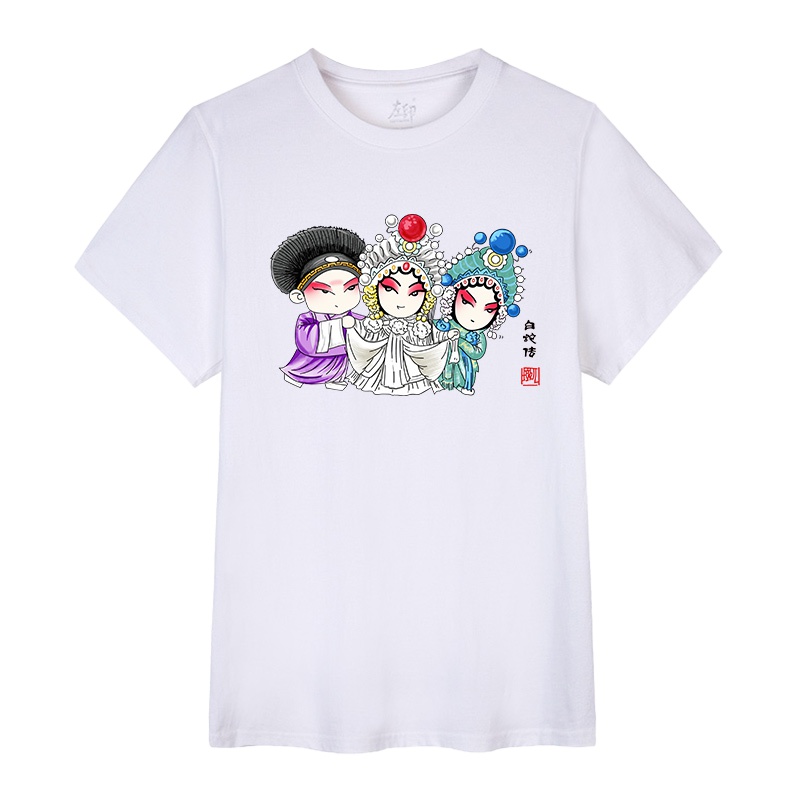 拓路者2020INS原创夏季新款纯棉短袖白蛇传印花学生青年潮流男士宽松T恤