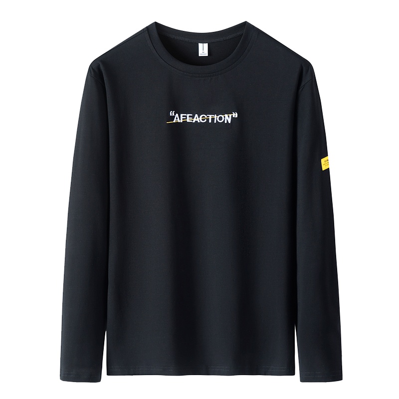 三弦(LA CORDE)男士加绒长袖T恤2019秋季新款ins宽松纯棉打底衫卫衣男装圆领LA-MYY6012A