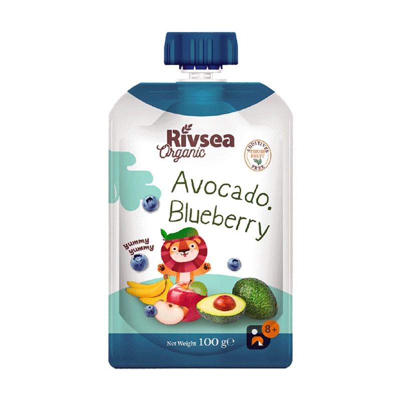 禾泱泱(Rivsea)原装进口牛油果蓝莓香蕉苹果泥100g宝宝辅食果泥无添加糖盐